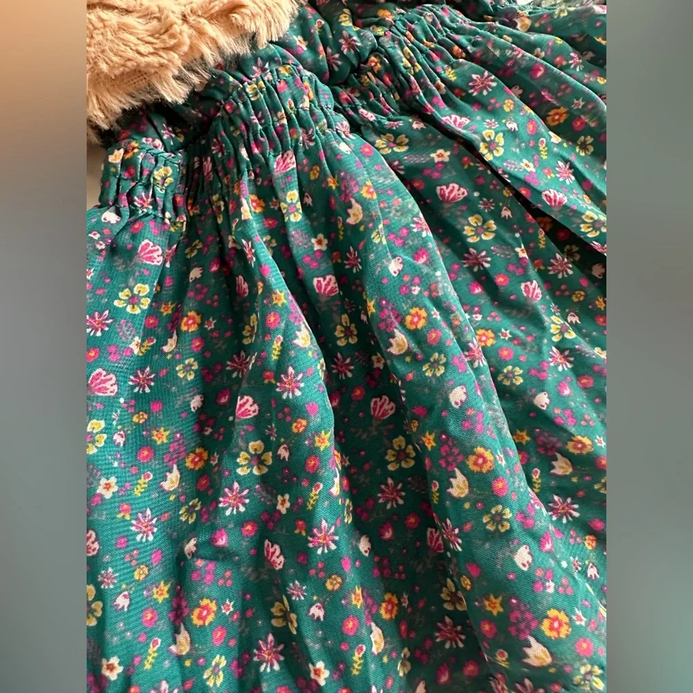 Green floral Dress with vest size 12 months